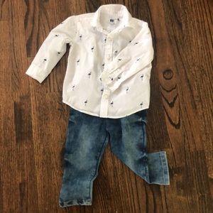 Janie & Jack Outfit - flamingo